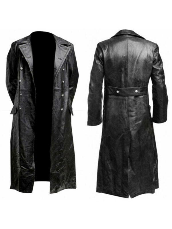 [Plus Size Trench Coat] Plus Size Men's Solid Trench Coat | PU Windbreaker Overcoat, Spring Fall Jacket for Males