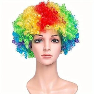 [Festive Polyester Fiber Clown Wig] Festive Fun, Colorful Afro Clown Wig - Punk Rock Style, Polyester Fiber, Perfect for Cosplay & Party Performances