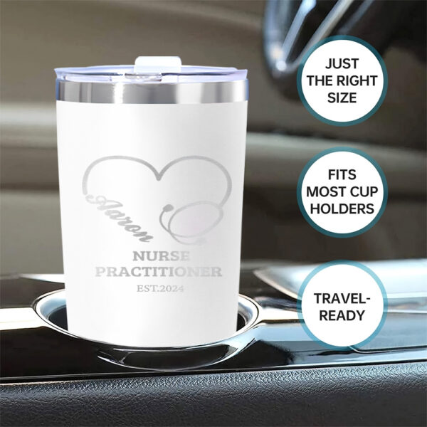 Custom Engraved 20oz Tumbler with Name, 304 Stainless Steel Insulated Travel Coffee Mug, Personalized Nurse Practitioner Thermal Cup, Nurse's Day/Birthday Gift for Women - Four Colors Available