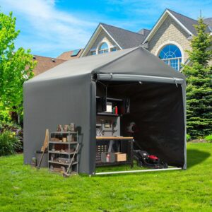 5x7.2ft Heavy-Duty Portable Outdoor Storage Shed & Carport Canopy - Easy Assembly, Spacious Shelter for Motorcycle, Bike, Lawn Equipment, Garden Tools - Sturdy Frame, Ideal for Driveway, Garage, Patio, or Garden Organization, Portable Shelter, Compact Design, Weatherresistant Material, Reinforced Structure, Motorcycle Cover, DIY Enthusiasts, Patio Decorators