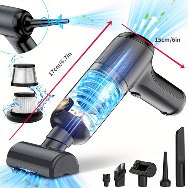20000PA Cordless Handheld Vacuum Cleaner with Blow/Suction Mode, 4.5H Runtime & - - Lightweight Portable Mini Vacuum with Crevice Tool & Air Duster Attachments for Car, Home, Pet Hair, Caravan, RV - Blow & Suction Power Vacuum, Car Vacuum Cleaner, Vacuum Cleaner For Home, Cordless Vacuum Cleaner, Cordless Vacuum, Vacuum Cleaner Car, Portable Vacuum Cleaner, Desk Vacuum, Car Vaccum, Vacuum Cleaner For Car