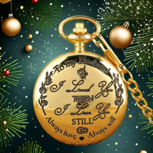 To My Husband Creative Lettering Quartz Pocket Watches Vintage FOB Chain Pocket Watch Best Gifts for Lover Husband