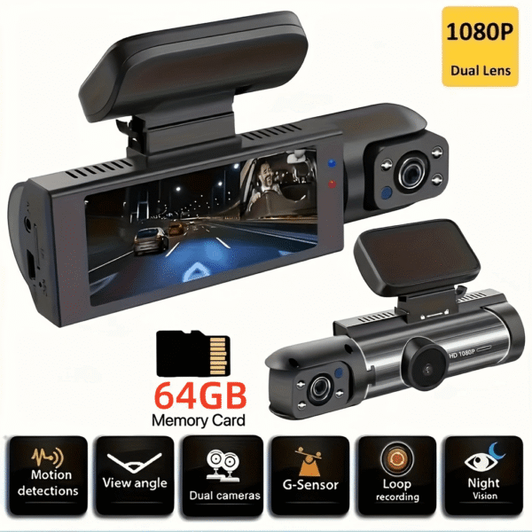 1721660104861-497cb67f309b4d1cbda3f65fa2ce5995-goods.png 1080P Dual-Lens Car Dash Cam - Wide-Angle Front and Inside Recording, IR Night Vision, Loop Recording, 3.16 Inch IPS Screen - High-Definition Car DVR Camera for Safe Driving