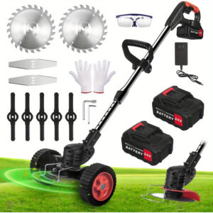 2025 Upgraded Electric Weed Eater Cordless Weed Wacker Battery Operated 4-in-1 Lawn Trimmer/Mini-Mower/Brush Cutter with 3 Types Blades String Trimmer for Lawns Yard Garden, JAHY2TECH