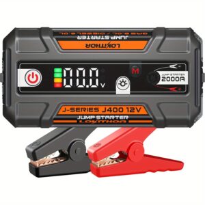 J400O 2000A 12V Portable Lithium Jump Starter, Car Battery Booster Pack, USB-C Powerbank Charger for upto 8.0-Liter Gas and 6.0-Liter Diesel Engines