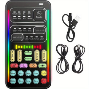 Voice Changer, Handheld Voice Changer Sound Card with 8 Sound Effects, Mini Voice Disguiser, Portable Sound Modulator for PS5 Xbox PC Mobile Phone Laptop