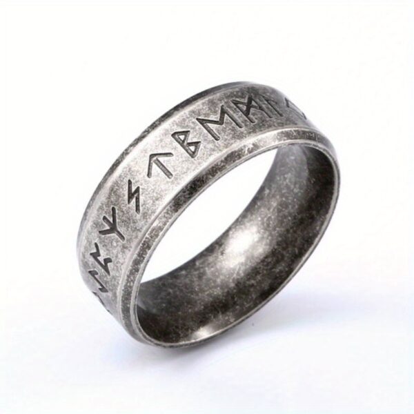 1724559454233-3ec510e2df644f009c2dc37703399fb1-goods.jpeg Viking Rune Ring, 8mm Wide Alloy Band with Intricate Runic Inscriptions, Men's Vintage Jewelry Gift for Boyfriend or Viking Enthusiast
