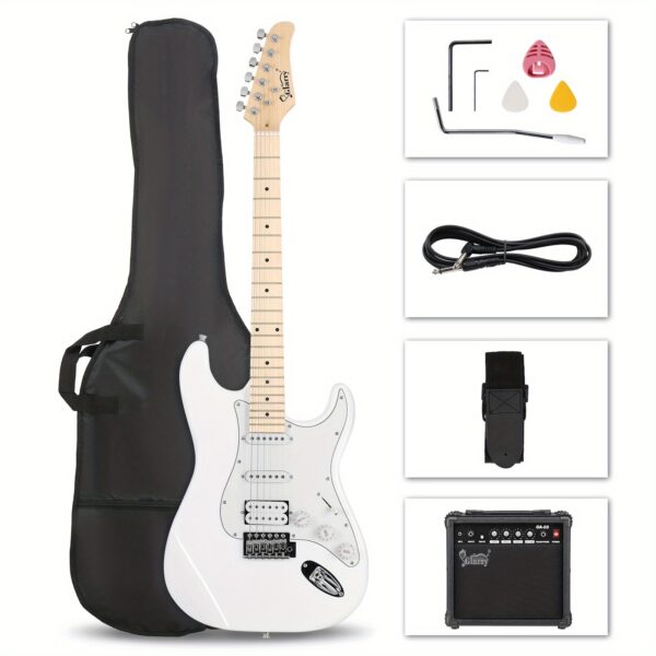 1724727695391-5e80c0cdf4ef41c8823539e20fdd4a28-goods.jpeg Stylish H-S-S Pickup Electric Guitar Kit with 20W AMP Bag Guitar Strap Black