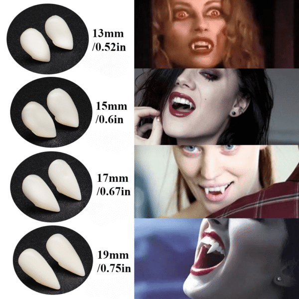 1725328030516-899ba4922d6948d980ec1fe007be957e-goods.png Halloween Vampire Fangs 4 Pairs - Resin Cosplay Teeth Props with Adhesive Gel for Costume Parties, Trick-or-Treat Gag, Carnival & Cosplay - Durable ABS Material, White, Ages 14+