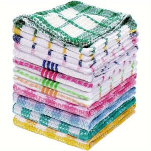 5-Pack/12-Pack Waffle Weave Dish Cloths - Quick-Drying, Absorbent Kitchen Towels for Hand Washing, Space-Themed Square Dishcloths for Living Room Cleaning & Drying, No Electricity Needed