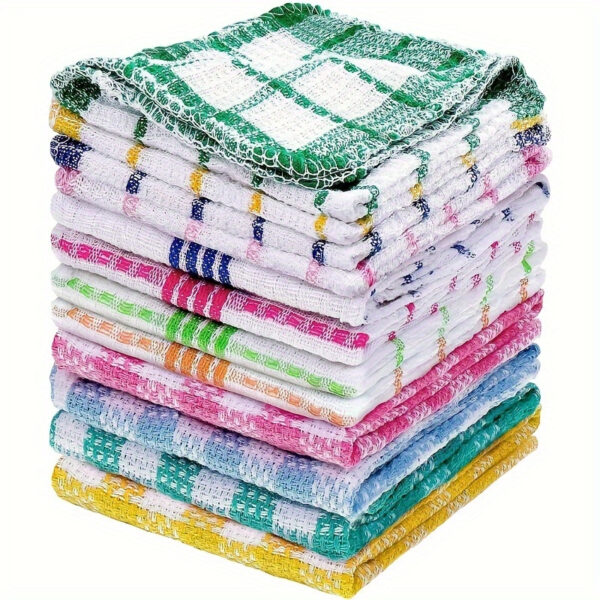 5-Pack/12-Pack Waffle Weave Dish Cloths - Quick-Drying, Absorbent Kitchen Towels for Hand Washing, Space-Themed Square Dishcloths for Living Room Cleaning & Drying, No Electricity Needed