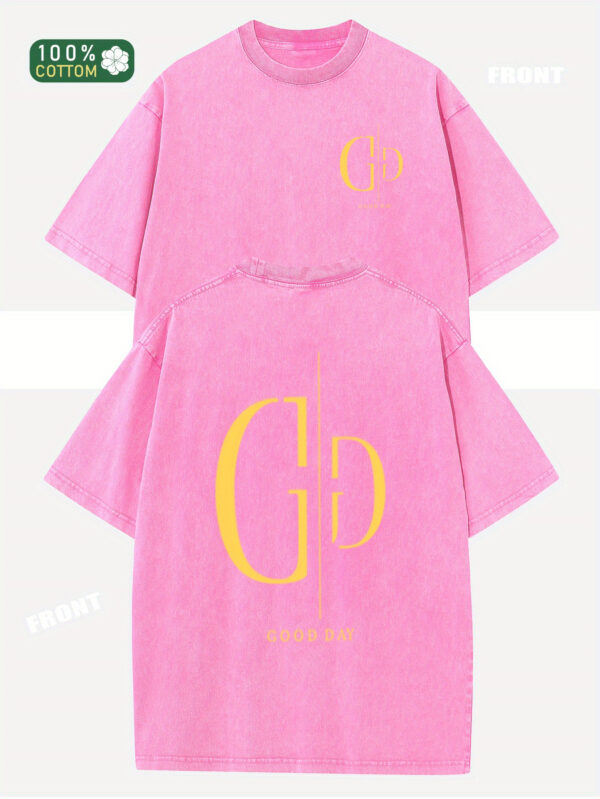 1725518043967-e60c616a3bb84a7c84fcf14220ef57fa-goods.jpeg GGO DAY monogram design simple print, high quality cotton pattern T-shirt, men's and women's matching T-shirt, summer wear, round neck top short sleeve