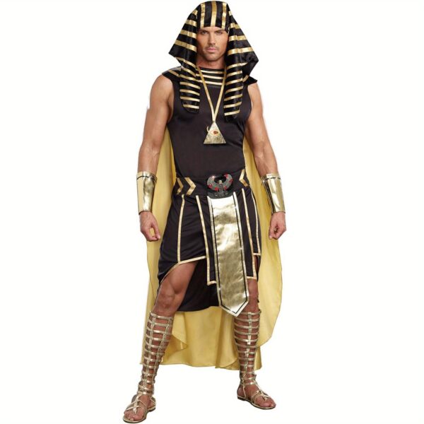 1725887418802-cc5f6457e87c40cd8e8b14c4bc3449b9-goods.jpeg 7pcs Mens Pharaoh Costume Sets Deluxe Halloween Egyptian Costumes King Tut Role Play Cosplay Accessories