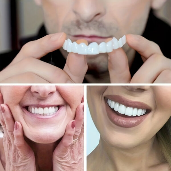 2-Pack, Comfortable and Flexible White Dentures Veneer with Upper and Lower Dentures Accessories, Easy to Wear, Suitable for Unisex Dental Accessories-a Top Dentures Veneer Solution to Enhance Confidence