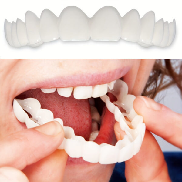 6pc, Comfortable and Flexible White Dentures Veneer with up and down Tooth Socket Accessories, Easy to Wear, Unisex