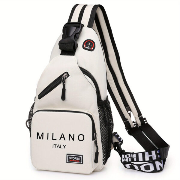 1pc Men's Italian Messenger Bag - Convertible Backpack Shoulder Bag with Adjustable Strap, Large Capacity - Durable Crossbody Purse for Travel, Gym, Work - Milan Italy Design - Black/White Color Options - Everyday Carry Bag, Backpack Purse, Milan Italy Inspired, Sleek Texture Finish, Sturdy Construction, Premium Material, Urban Commuters