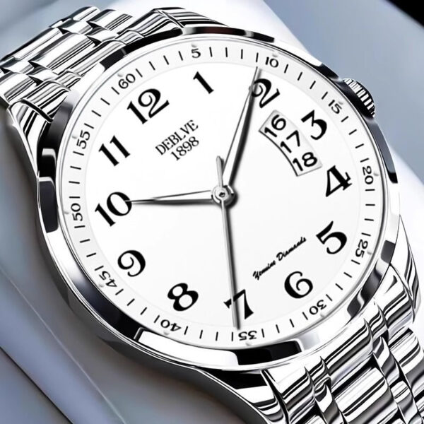 Men's Luxury Watch - Elegant Face with Luminous Hands, Stainless Steel Band & Case, Date Display - Ideal Gift for Business Professionals, Luxury Watch