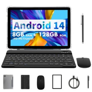17e3ab30-1c21-485a-895b-27b0b71d9bc3.jpg PRITOM 10. 1-inch Tablet Android 14, 2-in-1 Tablet With Keyboard, Mouse, Case, Stylus, 8GB (4GB + 4GB Expansion) RAM 128GB ROM + 1TB Expansion Support, Dual 8 Megapixel Cameras, Octa-Core CPU, 8000mAh, 1280x800 IPS Display, Wi-Fi 6, Tablet, Pad
