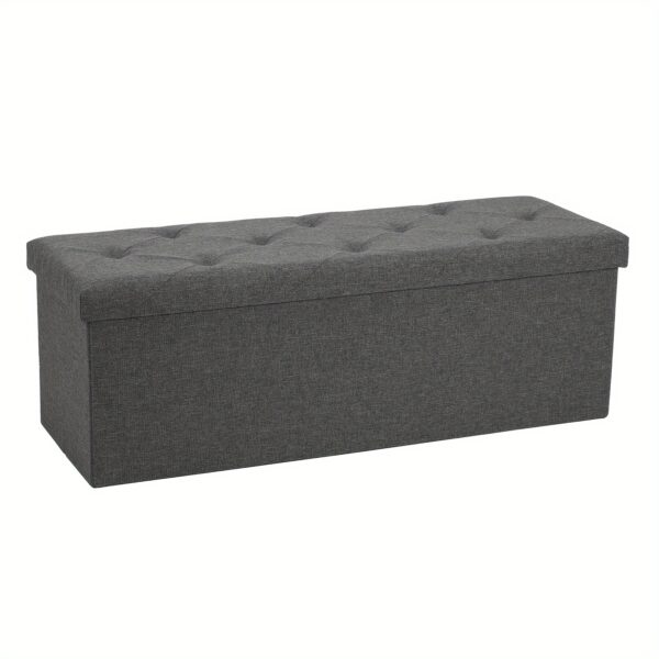 43-Inch Heavy-Duty Folding Storage Ottoman Bench with Padded Seat & Spacious 3.2+ Cubic Feet Storage - 660 lb Weight Capacity, Grey Rectangular Footrest Stool for Bedroom, Living Room, Entryway - Space-Saving Multi-Functional Furniture, Easy Assembly, No Tools Required