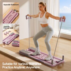 2025 8-In-1 Ab & Push-Up Workout Board - Multi-Functional Pilates Trainer with Adjustable Resistance System, Foldable Design & Push-Up Guide Line - Lightweight Home Gym Equipment for Core Strength, Muscle Toning, Full-Body Workout for Abs, Arms, Legs, Back, Chest - Ideal Valentine'S Gift for Men & Women, Fitness Board, Abdominal Fitness Machine, Abs Pilates Reformer, Exercise Equipment for Women, Home Exercise Equipment, Spacesaving Fitness Tool, Pilates Board