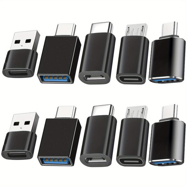 1933d645af0642fd8b6a05c863d1e964-goods.jpeg 10pcs USB to USB C Adapter, USB Type C Female to USB Adapter, Micro USB to USB C Female Male Converter Connector, for Laptop Car Smartphone Headphone Mic PC