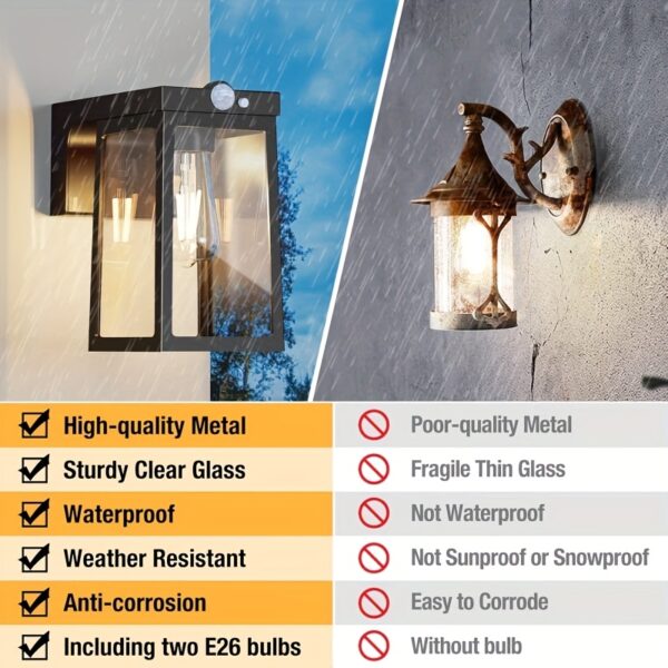 Industrial-Style Solar Wall Lamp with Dual Metal-Plastic Housing - 360° Adjustable Security Lighting for Pathways, Stairs, Shed, Barn, Mailbox, Deck