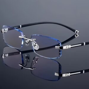 1 Pair Men'S Smart Zoom Glasses with Autofocus & Magnification, Progressive Lens Technology, Scratch & Impact Resistant PC Frame, Lightweight Ergonomic Design, All-Day Comfort - Auto-Focusing Mechanism, No Batteries/Electronics, Easy to Clean, Ideal for Reading, Computer, Driving, Distance Vision - Myopia/Hyperopia Correction, Retro Frameless Design, Durable Polycarbonate Lenses, Ideal for Presbyopia & Aging Eyes - Ideal for Computer, Everyday Use - Progressive, Perfect Gift for Men