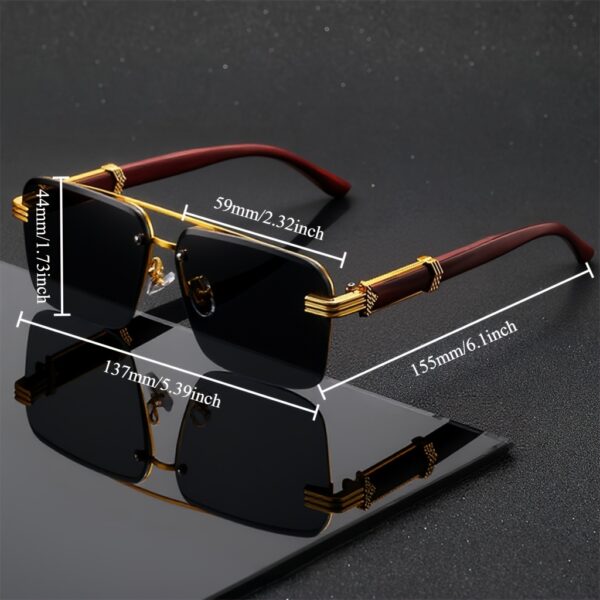 Men's semi-rimless business glasses - wood grain temple and lightweight metal frame Fashion Glasses, suitable for driving, travel self-driving, festivals and daily wear, fashion gift recommendation