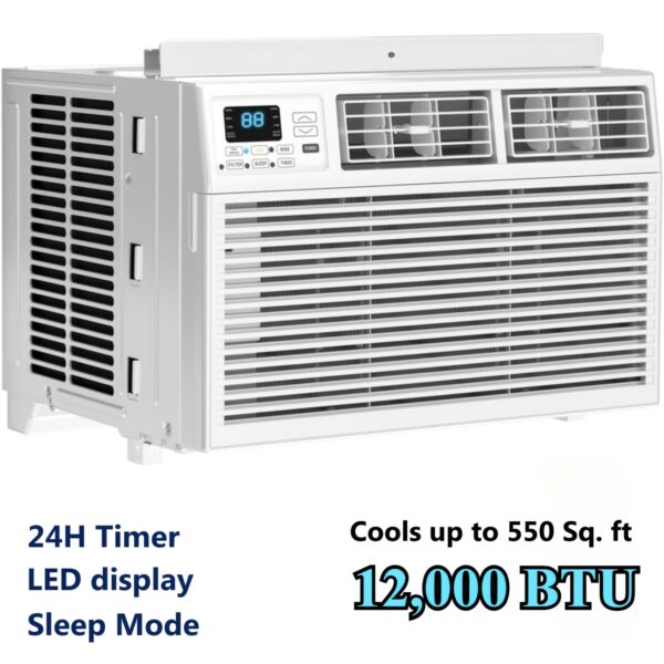 19d061b5-f6e9-4c38-a57b-27c92c00e71e.jpg 36 Inch Bladeless Tower Fan & 5000-12000 BTU Window AC Units | 4-in-1 Cooling/Fan/Dry/Sleep Modes | Quiet Operation | Cools 250-550 Sq.Ft | Adjustable Wind Speed | Easy Install For Home & Apartment & Office | Stay Cool & Comfortable, Cools Fast