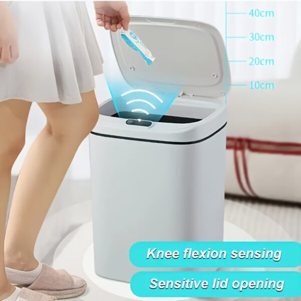 1ac5524e-fdde-4749-9b92-35a92b38afb7.jpg Buy One Get One Free, 2pcs Touchless Smart Motion Sensor Trash Cans with Lids - 3.2 Gallon Capacity, Odor-Sealing, Polished White Design for Bathroom, Bedroom, Living Room, Office | Modern Trash Can | Glossy Plastic Bin, Bathroom Trash Can, Bedroom Waste Disposal, Sleek Waste Bin, Odorsealing Technology