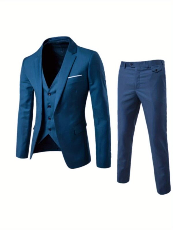 Men'S Slim Fit Suit - Formal Business Wedding & Formal Attire with Single-Breasted Jacket, Vest & Pants - Elegant Office, Wedding Party, Formal Events - All-Season Formal Wear - Classic Notch Lapel - Tailored Fit for Professional & Formal Occasions, Office Attire, Sophisticated Look, Polished Finish, Stylish Trousers, Corporate Men, Business Casual, Modern Formalwear, Highquality Fabric, Corporate Groomsmen