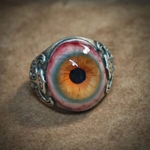 1pc Gothic Eye Ring with Realistic Iris & Pupil - Adjustable Size, Multi-Color Options (Brown, Green, Blue, Red, Black, Grey, White) - Durable Statement Jewelry for Men & Women, Gothic Wedding, Halloween, Casual Attire - Vintage-Style Eye Design with Expressive Pupil, Long-Lasting Comfort Fit, Dark Legends Amulet for Daily Dress & Masquerade, Intricately Detailed Eye Ring Gift