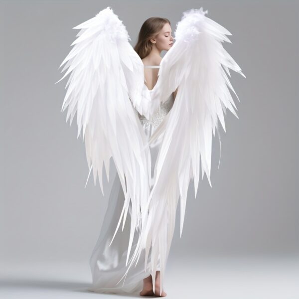 1b97124f-4fad-4055-9b53-427a98052633.jpg Adult Angel Wings Costume - Large White Feather-like Wings for Halloween, Weddings, Photo Shoots - Lightweight PU/Polyester Party Costume with Easy Attachment - No Batteries Needed for Cosplay, Birthday, Christmas, Costume Parties - Elegant Angel Wing Prop, Event Decoration, Featherlike Texture, Durable Costume Piece for Halloween,Christmas Event & Party Supplies