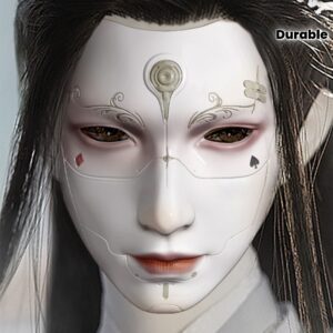 White Cyberpunk Mask Full Face with Intricate Mechanical Design - Durable Plastic Sci-Fi Robot Prop for Cosplay, Themed Parties & Costume Parties, Cosplay Mask, Themed Event Accessory, Futuristic Aesthetic, Highquality Craftsmanship