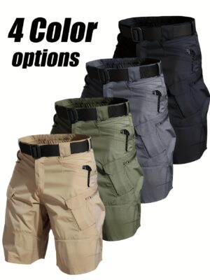 [Tactical Cargo Shorts] 2pcs Tactical Cargo Shorts | Solid Color, Non-Stretch Fabric, Multi-Pocket Durable Casual Shorts, with Zippered Pockets, Regular Fit for Outdoor, Hiking, Everyday Use (No Belt Included)