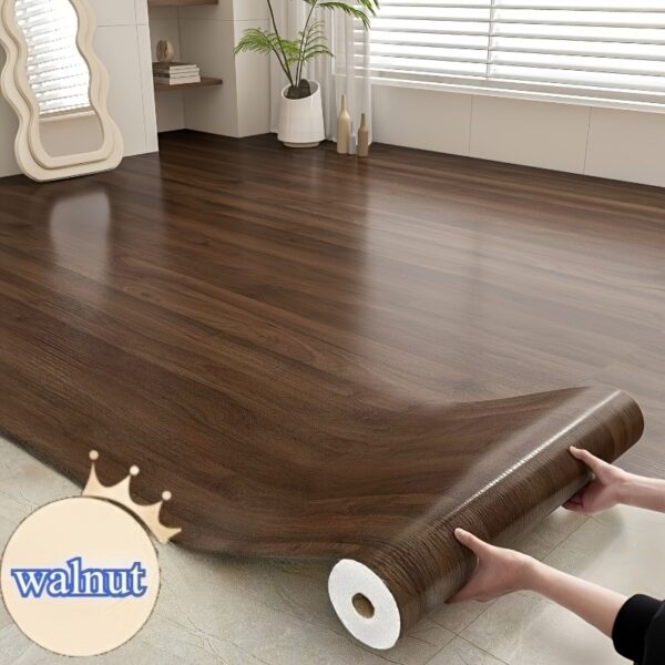 [Luxurious Retro Vinyl Flooring] 2 Rolls, Luxurious Retro Wood Grain Vinyl Flooring - Easy Peel and Stick, Adhesive, Scratch Resistant, 3D Texture - Ideal for Kitchen, Living Room, Office, Bedroom - DIY Flooring Upgrade