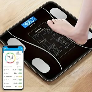 Intelligent Bathroom Scale, Digital Body Scale, With Backlit LED Display Screen And Sturdy Tempered Glass, Compact Size, Weighing Up To 400 Pounds/180 Kilograms.