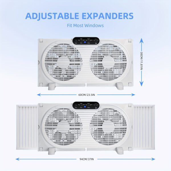 Twin Window Fan with Or Without Remote, 9-Inch Blades Reversible Airflow, Adjustable Speeds, Expandable Width, Window Exchaust Fans for Home Bedroom