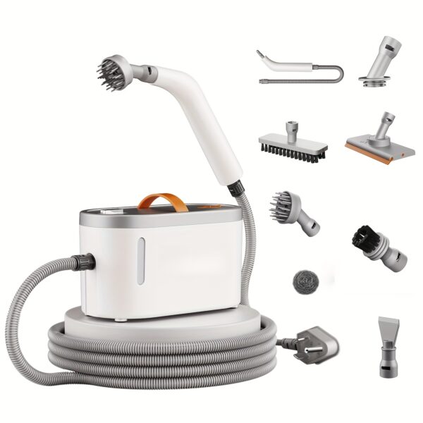 15 second high-power fast heating handheld steam cleaner, 6 multifunctional brush heads, large capacity and dual safety automatic new electric protection. Deep cleaning/powerful degreasing, easy to remove dirt/easy-to-use equipment/reliable performance. Suitable for all household cleaning (kitchen, sofa, floor, bathroom, air conditioning, refrigerator, toys, tiles, crevices, cars) compatible with American sockets (110V)