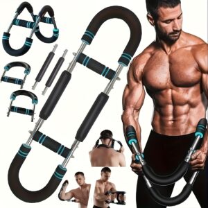 2pcs/1pc U Shape Arm Trainer Strengthen Chest And Arm Muscles Men'S Fitness Trainer Detachable Portable Spring Resistance SHHXSN, For Chest, Forearm, Triceps, Medial Thigh, Shoulder Muscles Training, Dual Adjustment, Home Fitness