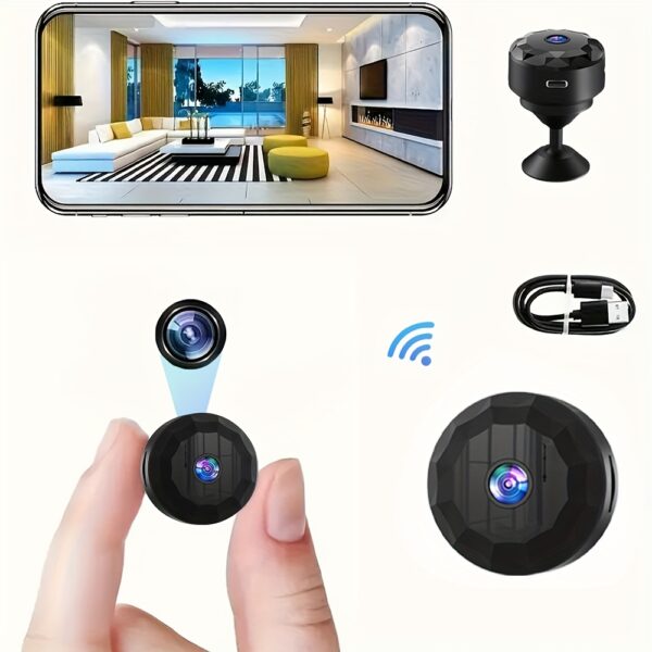 Wireless Security Camera - 2.4GHz WiFi Indoor/Outdoor, USB Rechargeable Portable Pet Cam with Motion Alerts, Self-Adhesive Mount & Mobile App for Home Monitoring, Travel/Renter-Friendly (No SD Card), Wireless, Compact Design, Highquality Video