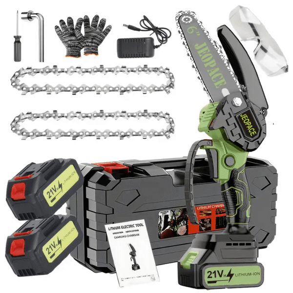 Mini 6-inch electric saw, cordless, lightweight, portable, handheld electric tree cutter, equipped with splash guard, safety lock, rechargeable battery, and safety trimmer, for quickly cutting branches, yards, homes, and gardens.