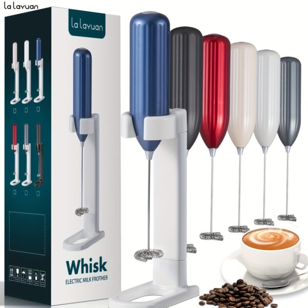 Lalayuan Powerful Electric Milk Frother - Cordless Milk Foamer with Stainless Steel Construction, Fast Blending for cappuccinos, lattes, matcha, smoothies - Portable Electric Whisk, Compatible with AA Batteries (Not Included) - Ideal for Home, Office, Travel - Lalayuan, Barista Equipment, Ergonomic Grip Handle, Durable Kitchen Tool