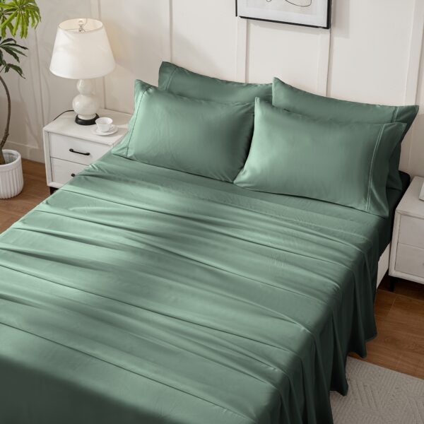 6pcs Queen Sheet Set, Breathable & Cooling Bed Sheets | 18" Deep Pockets | Ultra-Soft Hotel Luxury Bedding Set | Wrinkle, Fade, Stain Resistant(1* Flat Sheet + 1* Fitted Sheet + 4* Pillowcases)