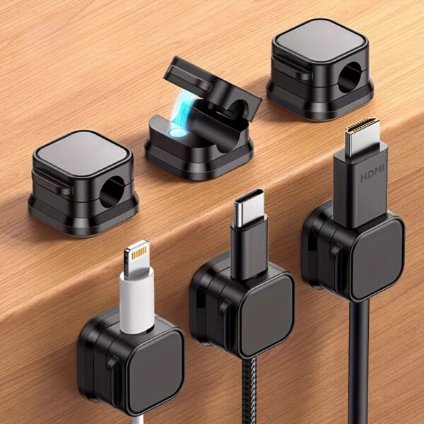 [4pcs Magnetic Cable Organizer] 4pcs Magnetic Cable Organizer | Space-Saving, Durable Plastic Design for Home & Office Cable Management