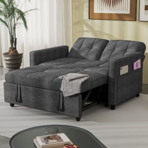 1f2c43c1-c7a6-45b3-a2db-ae78924dd67e.jpg Sablyme 3-in-1 Convertible Sleeper Chair Sofa Bed, Convertible Sofa Bed with Pull- Out Bed, Adjustable Pull-Out Sleeper with Multi-Pocket Folding Design, Linen Fabric Sofa with Side Storage Pockets And Adjustable Backrest, for Living Room.