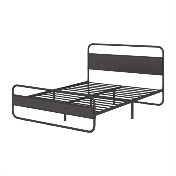 1f373120-33a0-4053-bde6-6bc5c2b22aac.jpg Queen Bed Frame Metal Slats Platform with Safe Rounded Corner Wood Headboard