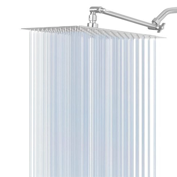 10/12 Inch Shower Head With 11 Inch Extension Arm, Stainless Steel High Pressure High Flow Shower Head