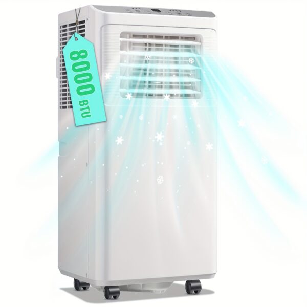 8000 BTU Portable Air Conditioning Unit (4400 BTU SACC) Featuring a Remote Control, 24-Hour Timer, And Dehumidifier, Designed As a Compact 3-In-1 Air Cooler Suitable for Small Spaces, Bedrooms, And Home Offices.