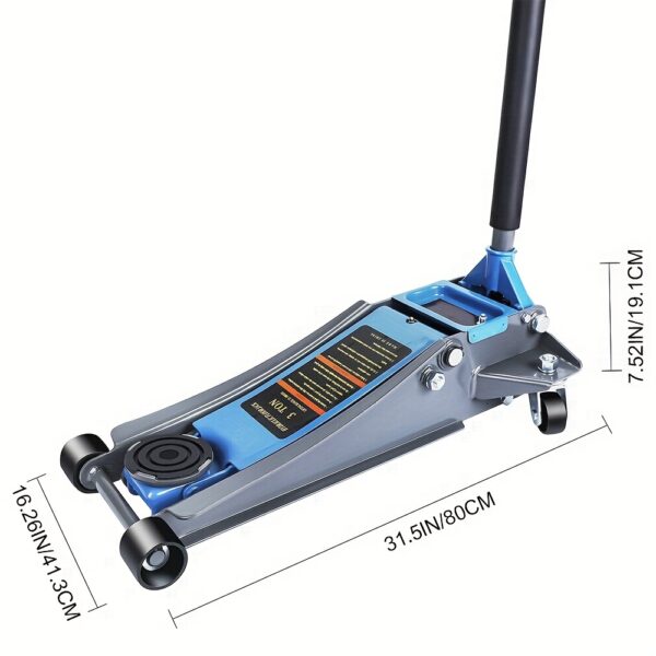 3 Ton (6600 lbs) Heavy Duty Low Profile Floor Jack with Dual Piston Quick Lift Pump - Alloy Steel, Quick Lift Mechanism & Sturdy Base Plate - High-Lift Design for SUVs, Trucks, Cars, Motorhomes, Trailers - Manual Lever & Stabilizing Legs Included - Blue & Black Color-Coded - Easy Storage & Transport - Ideal for Garage or Workshop Use - Low Profile for Easy Maneuvering